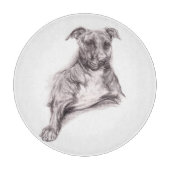 Pit Bull Portrait in Charcoal Schneidebrett (Vorderseite)