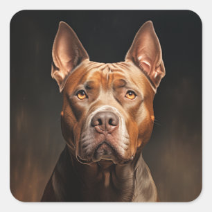 Pit Bull Portrait Quadratischer Aufkleber