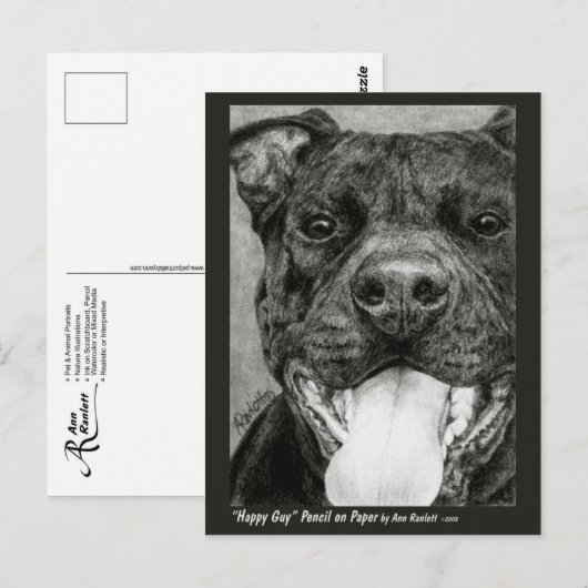 Pit Bull Postcard - "Happy Typ" Postkarte (Vorne/Hinten)