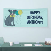 Pit Bull Puppy Dog mit Brille und Balloons Banner (Messe)