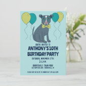 Pit Bull Puppy Dog mit Brille und Balloons Einladung (Stehend Vorderseite)