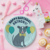 Pit Bull Puppy Dog mit Brille und Balloons Pappteller (Party)
