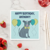Pit Bull Puppy Dog mit Brille und Balloons Serviette (Beispiel)
