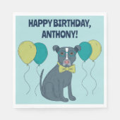 Pit Bull Puppy Dog mit Brille und Balloons Serviette (Vorderseite)