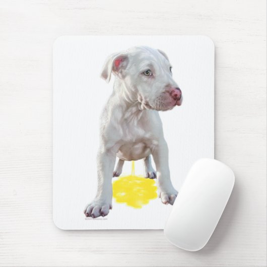 Pit Bull Puppy Piddles OOPS Mousepad (Mit Mouse)