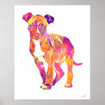 Pit Bull Puppy Pop Art Wasserfarben Poster<br><div class="desc">Pit Bull Welpe Pop Art Art Aquarell Poster. Eine helle und farbenfrohe Aussage für Ihre Wände. Original Kunst © DoggyStyle Design Studio. Wir halten Hunde für die besten! Ihre bedingungslose Liebe und Loyalität... die Art, wie ihre Schwänze wackeln und ihre Gesichter leuchten, wenn Sie Zuhause bekommen... Sie bekommen das einfach...</div>