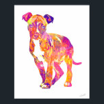 Pit Bull Puppy Pop Art Wasserfarben Poster<br><div class="desc">Pit Bull Welpe Pop Art Art Aquarell Poster. Eine helle und farbenfrohe Aussage für Ihre Wände. Original Kunst © DoggyStyle Design Studio. Wir halten Hunde für die besten! Ihre bedingungslose Liebe und Loyalität... die Art, wie ihre Schwänze wackeln und ihre Gesichter leuchten, wenn Sie Zuhause bekommen... Sie bekommen das einfach...</div>
