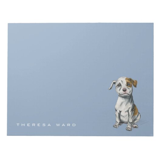 Pit Bull Puppy Sketch Zeichnend | Name hinzufügen Notizblock (Vorderseite)