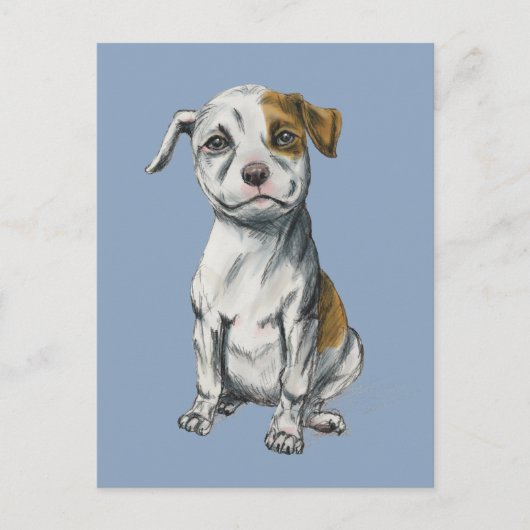 Pit Bull Puppy Sketch Zeichnend Postkarte (Vorderseite)