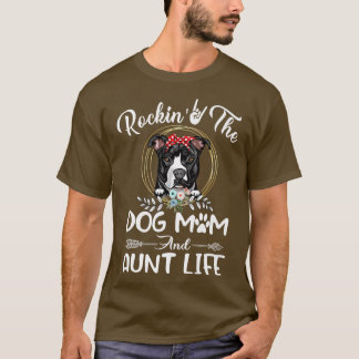 Pit Bull Rocking Der Hund Mama und Tante Leben Fun T-Shirt