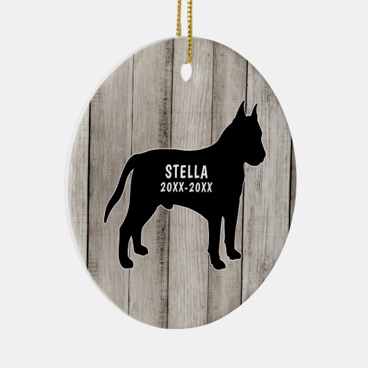 Pit Bull Rustic Wood Ceramic Ornament (Rechts)
