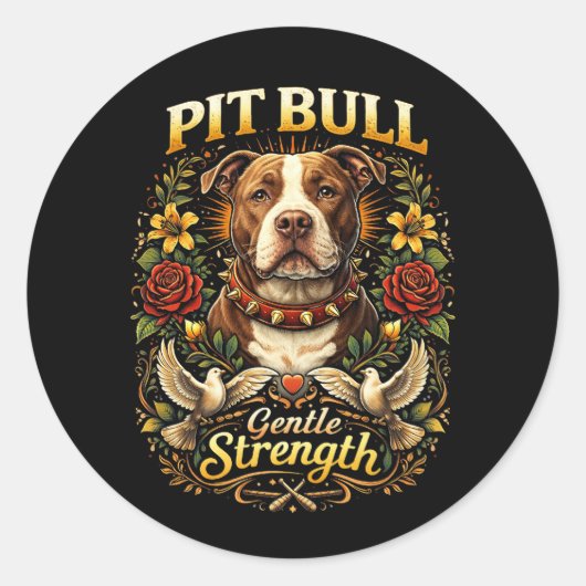 Pit Bull: Sanfte Stärke Runder Aufkleber (Vorderseite)