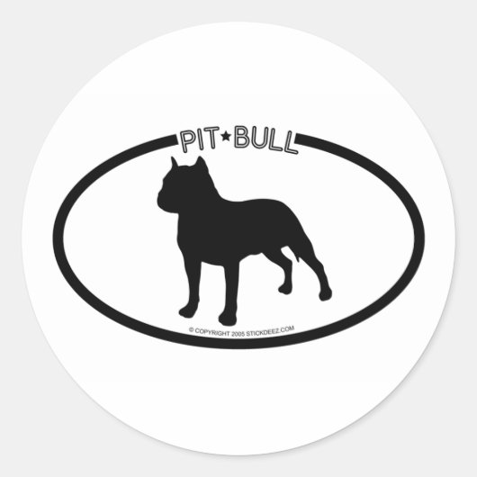 Pit Bull Silhouette Schwarzer Sticker (Vorderseite)