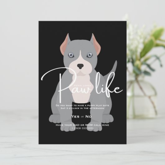 Pit Bull-Spiel-Datum Einladung (Stehend Vorderseite)