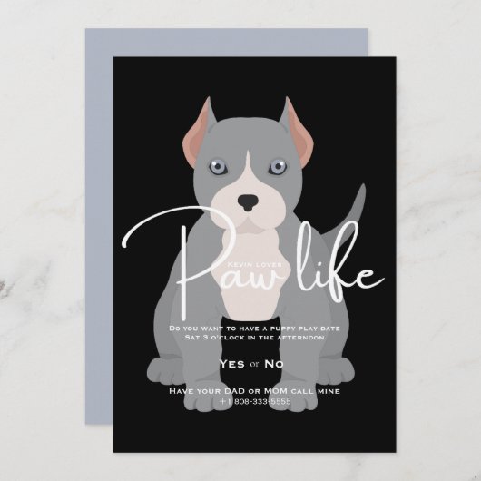 Pit Bull-Spiel-Datum Einladung (Vorne/Hinten)