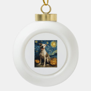 Pit Bull Süßer Hund Halloween Jack O Lantern Kürbi Keramik Kugel-Ornament