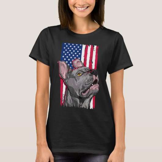 Pit Bull Terrier Dog Lovers American USA Flag 1 T-Shirt (Vorderseite)