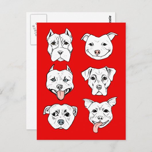 Pit Bull Terrier Dog Red Postkarte (Vorne/Hinten)