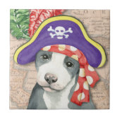 Pit Bull Terrier Pirate Fliese (Vorderseite)