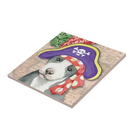 Pit Bull Terrier Pirate Fliese (Seite)