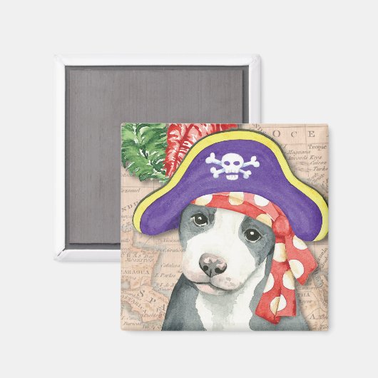 Pit Bull Terrier Pirate Magnet (Vorderseite/Rückseite)