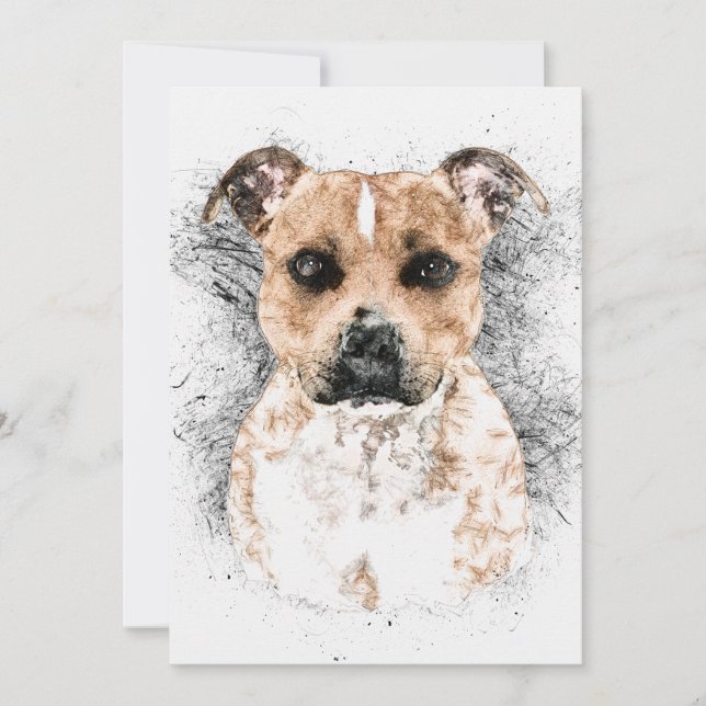 Pit Bull Terrier Sketch auf 5" x 7" Cardstock (Vorderseite)