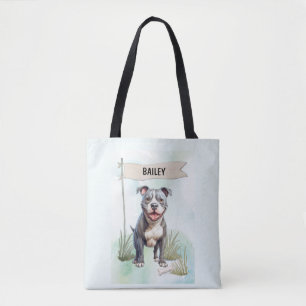 Pit Bull Terrier Wasserfarbe Personalisierter Hund Tasche