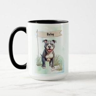 Pit Bull Terrier Wasserfarbe Personalisierter Hund Tasse