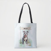Pit Bull Terrier Watercolor Personalized Dog Tasche (Vorderseite)