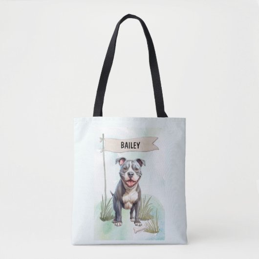 Pit Bull Terrier Watercolor Personalized Dog Tasche (Vorderseite)