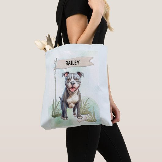 Pit Bull Terrier Watercolor Personalized Dog Tasche (Von Nahem)