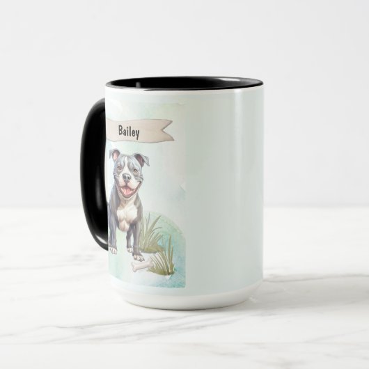 Pit Bull Terrier Watercolor Personalized Dog Tasse (Vorderseite Links)