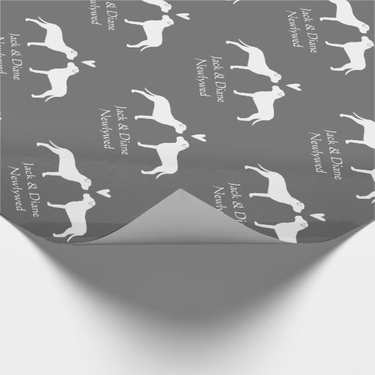 Pit Bull Terriers Hochzeit mit benutzerdefiniertem Geschenkpapier (Ecke)