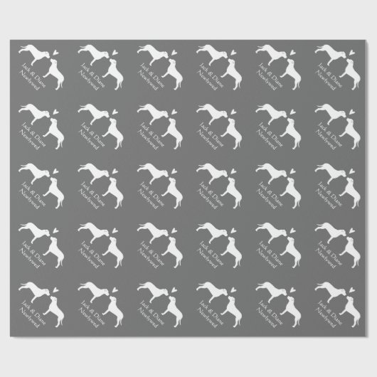 Pit Bull Terriers Hochzeit mit benutzerdefiniertem Geschenkpapier (Flach)