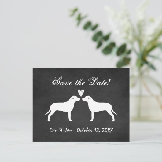 Pit Bull Terriers Wedding Save the Date Ankündigungspostkarte (Stehend Vorderseite)