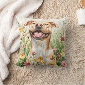 Pit Bull Throw Pillow - Aquarell Kissen (Decke)