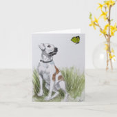 Pit Bull und Schmetterling Karte (Gelbe Blume)
