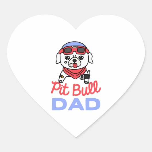 Pit Bull Vater Dog Eigentümer Retro Dog Vater Herz-Aufkleber (Vorderseite)