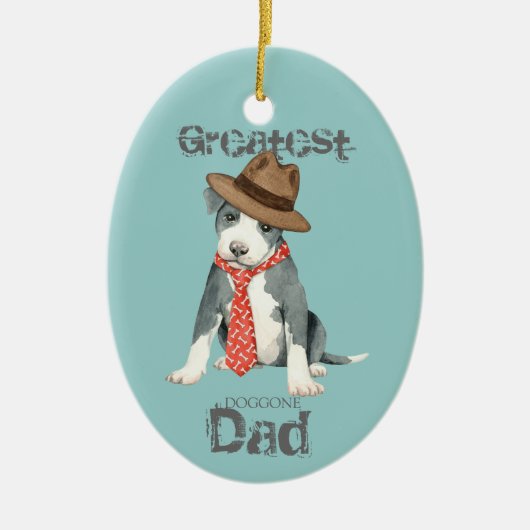 Pit Bull Vater Keramik Ornament (Vorne)