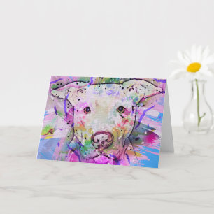 Pit Bull Watercolor Art Karte