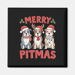 Pit Bull Weihnachtsbaum Lichter Xmas Merry Pi Magnet