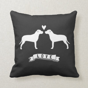 Pit Bulls Liebe - Hunde Silhouetten mit Herz Kissen
