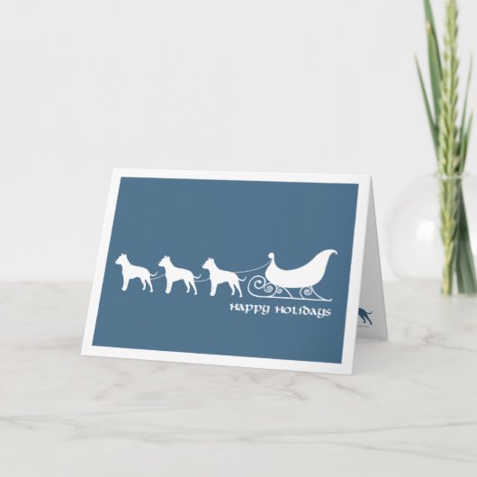 Pit Bulls Pulling Santa's Sleigh Feiertagskarte (Vorderseite)
