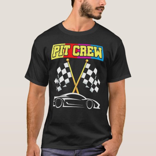 Pit-Crew für Partys von Rennfahrzeugen mit Schacht T-Shirt (Vorderseite)