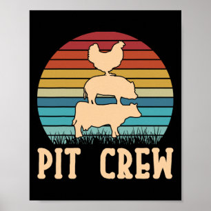 Pit Crew Kuh Schwein Huhn Byrbecue Grillen Bbq  Poster