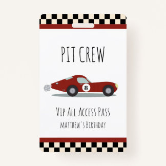 Pit Crew Race Car Geburtstagsparty Pit Crew VIP Pa Ausweis