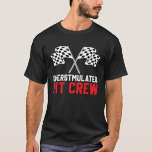 Pit-Crew Rennwagen-Rennsport karierte Flagge T-Shirt