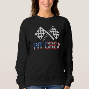 Pit Crew USA Flagge für Race Car Partys Sweatshirt