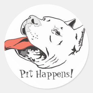 Pit Happens Funny Pit Bull Round Stickers