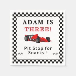 Pit Stop for Snacks – 3rd Race Car Birthday Napkin Serviette